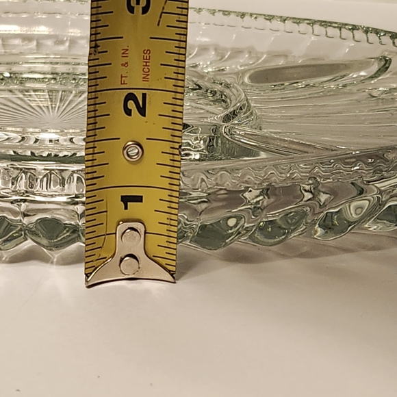 Vintage Clear Pressed Glass MCM Oval 13x9 5-part Divided Dish Starburst Pattern - Picture 5 of 6